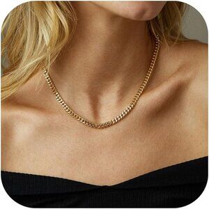 Unisex 18K 5mm- Gold  Chunky Cuban Link Curb Chain Necklace Hip Hop Punk